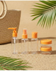5 Piece Portable Travel Bath Set Transparent Bottle Set