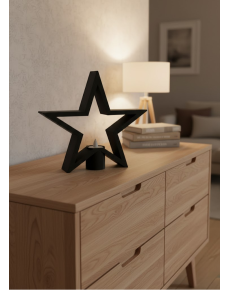 Black Star Shaped Candle Holder Dim Light Decor Accessory