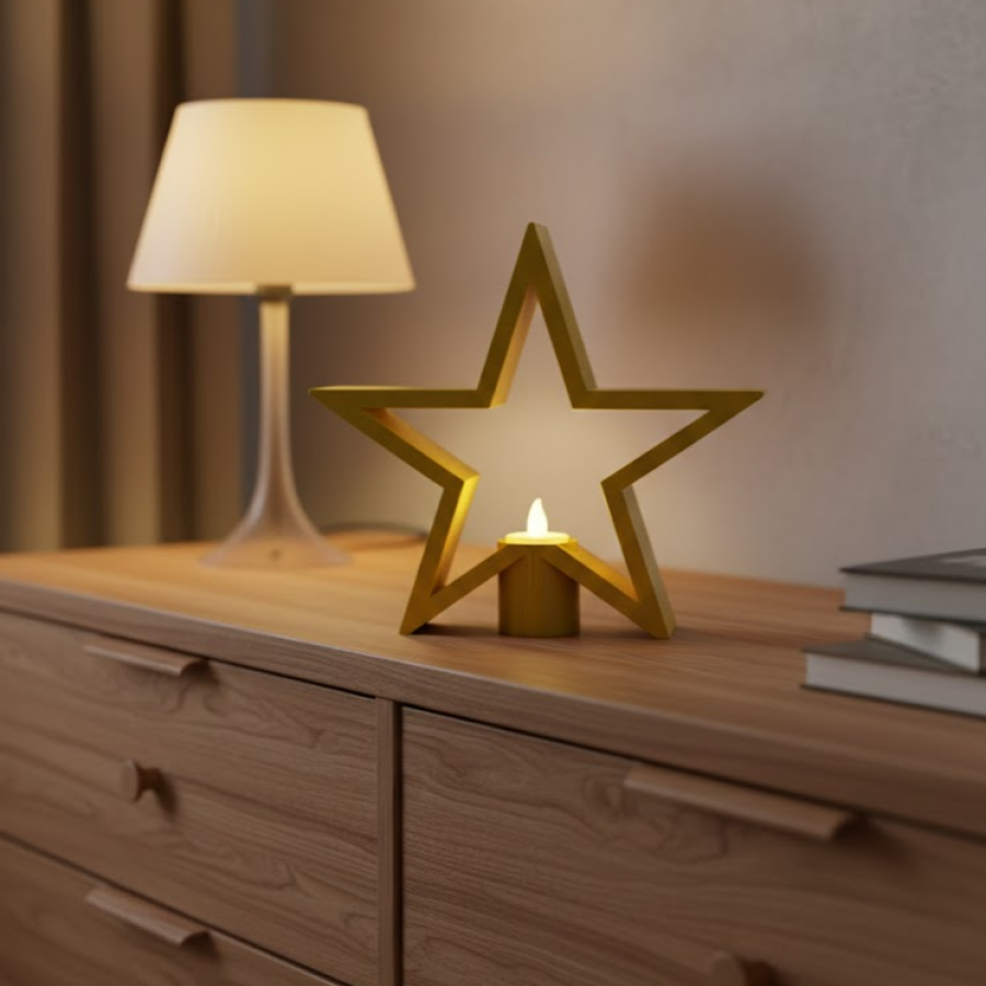 Star Shaped Yellow Candle Holder Dim Light Home Accessory Star Shaped Yellow Candle Holder Dim Light Home Accessory