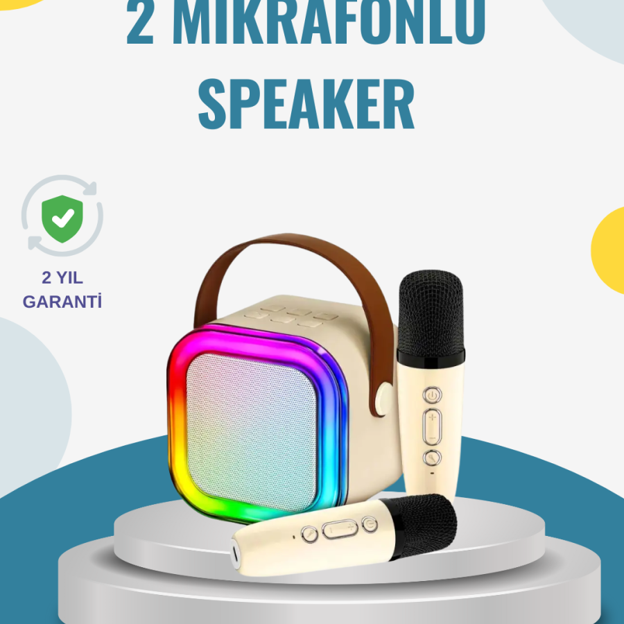 Wireless Karaoke Speaker – With Dual Microphones and LED Lights