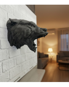 3D Black Bear Head Wall Ornament Special Design Decorative Sculpture 25x19 cm