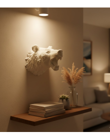 White Color 3D Bear Head Wall Decoration