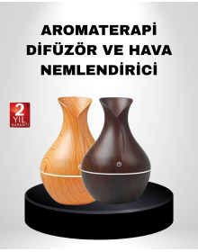 Aromatherapy Diffuser with Wood Pattern and Ultrasonic Humidifier with LED Light
