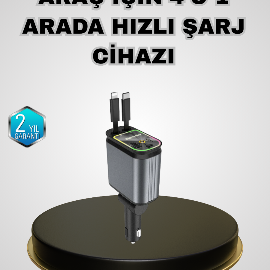 Car Charger Adapter 66W PD QC with Fast Charging and Retractable Cable Car Charger Adapter 66W PD QC with Fast Charging and Retractable Cable