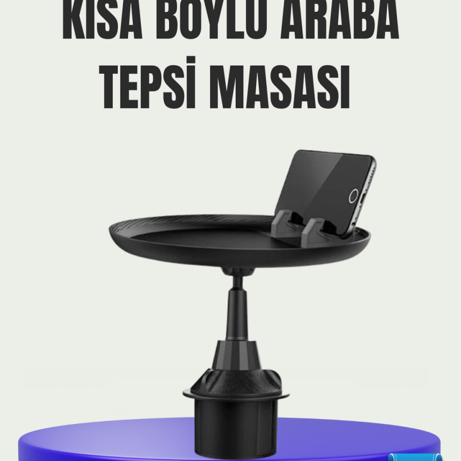 360° Rotating Car Cup Holder Tray with Large Dining Area and Phone Stand