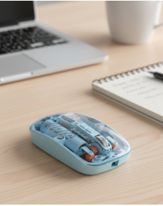 Blue Wireless Mouse with Bluetooth and USB Dual Mode Connection