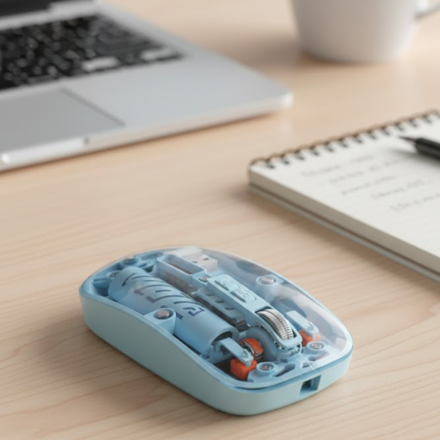 Blue Wireless Mouse with Bluetooth and USB Dual Mode Connection Blue Wireless Mouse with Bluetooth and USB Dual Mode Connection
