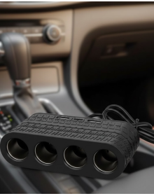 Vehicle Multiplexer with 4 Cigarette Lighter Ports, Type C and USB Supported Safe Power Distributor