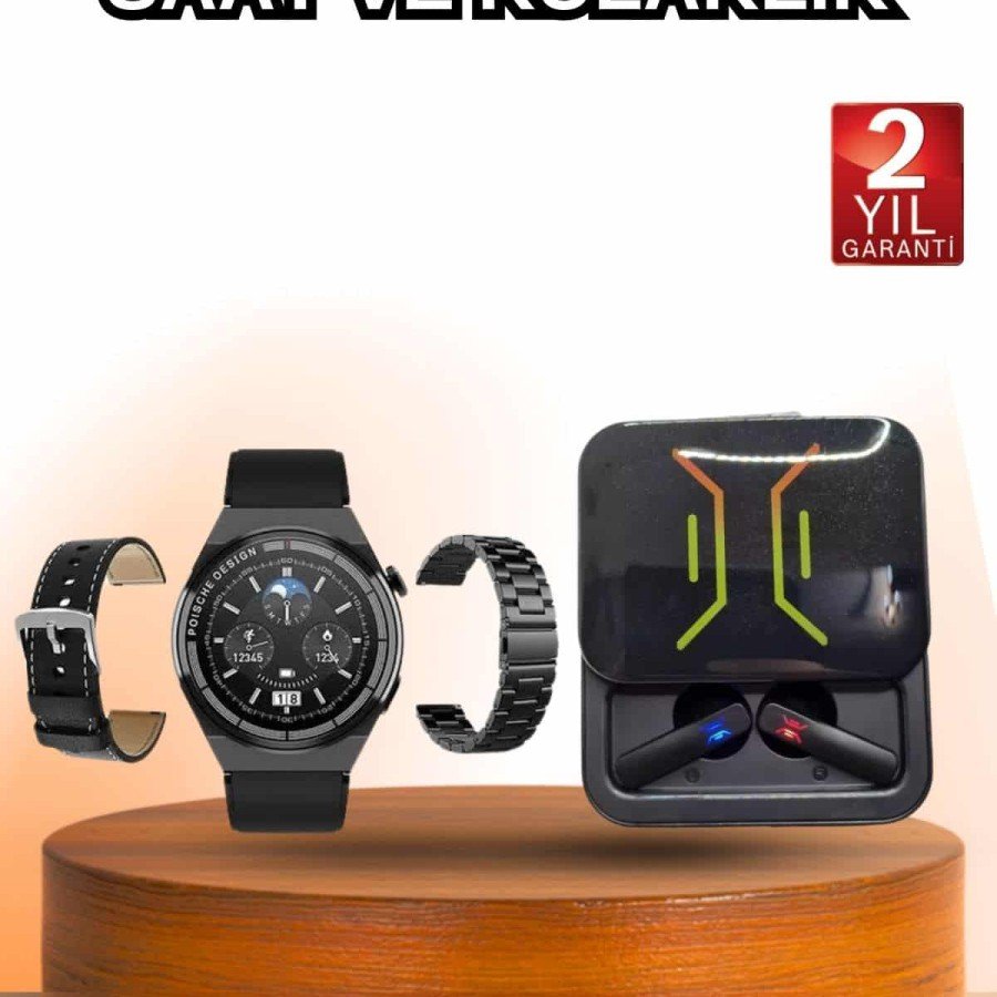 Bluetooth Headset with Digital Display and Smart Watch with Notification Alarm and Vibration