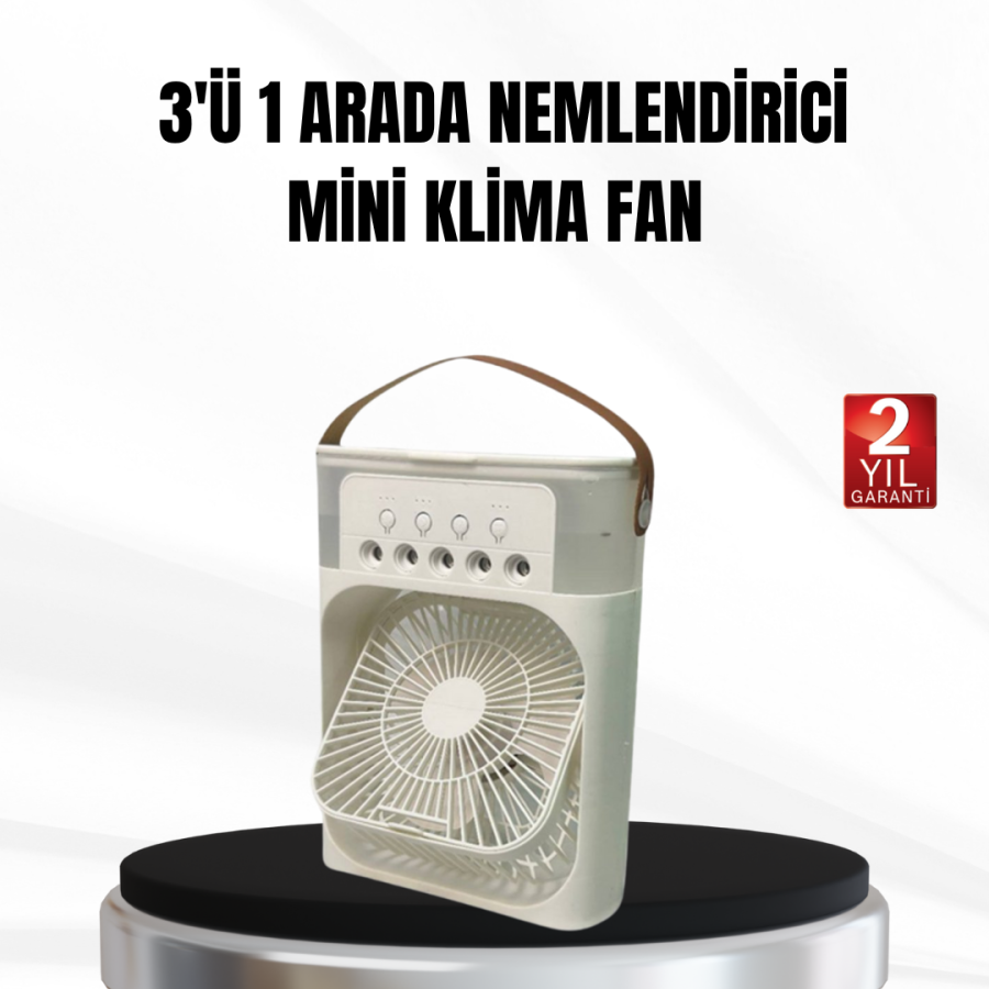 3 in 1 Mini Air Conditioner Fan with USB Rechargeable, 7 Colors Night Light and Humidifier