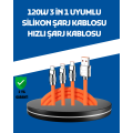 3 in 1 Multi-Charging Cable with 120W Charging Support – 1.2 Meters