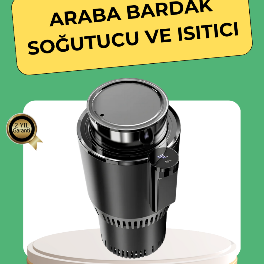 Smart Car Cup Holder with Heating and Cooling Features and Cigarette Lighter Port