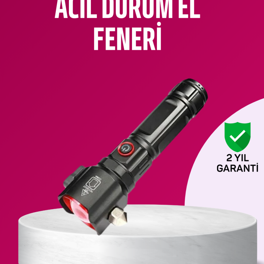 Emergency Flashlight Powerful Light with Hammer and Compass