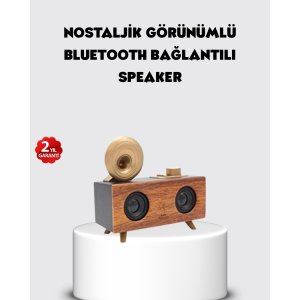 Retro Gramophone Design Bluetooth Speaker – 3D Stereo Sound, 1800 mAh Battery