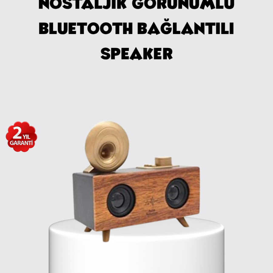 Retro Gramophone Design Bluetooth Speaker – 3D Stereo Sound, 1800 mAh Battery