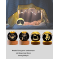 Dolphin Themed Crystal Ball USB Lighted Night Lamp with Wooden Base
