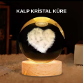 LED Lighted Heart Patterned Glass Globe Large Size Wooden Base