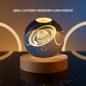 3D Saturn Engraved Crystal Ball Decorative LED Lighted Night Light