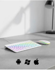 Turkish Q Illuminated Keyboard Mouse Set Wireless Bluetooth Supported