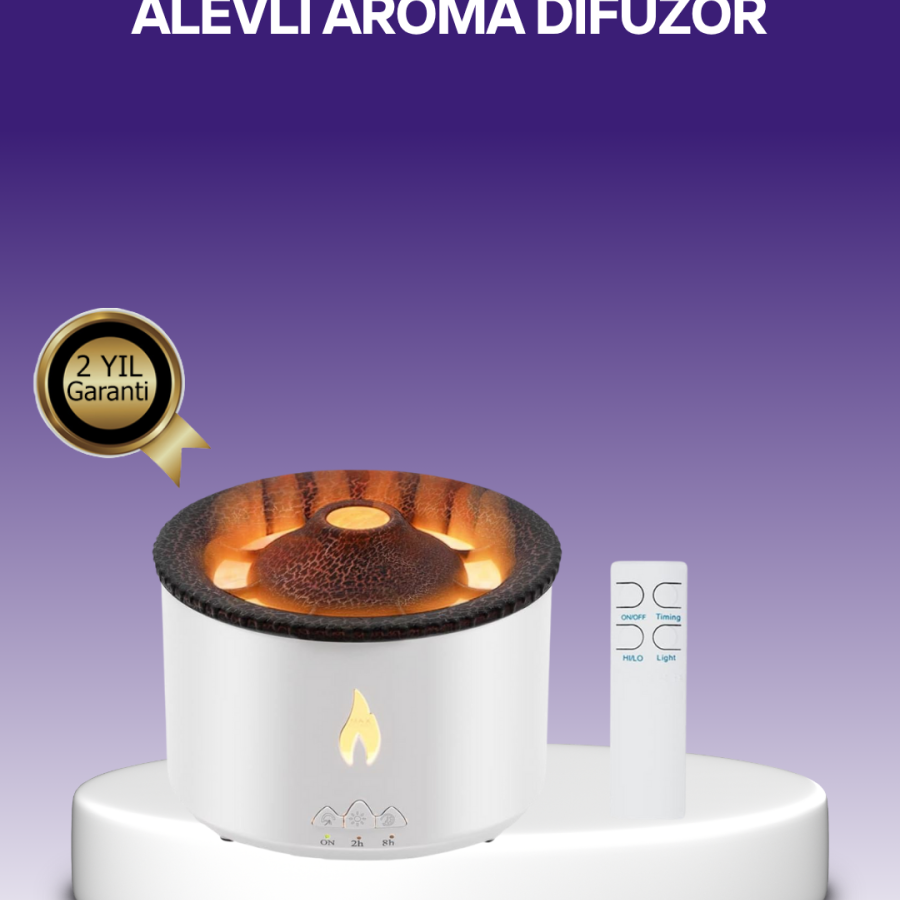 3D Flame Effect Air Humidifier – Remote Controlled and 8 Hours Working Time
