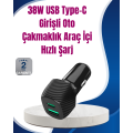 38W Vehicle Type Fast Charger with Power Delivery Support 38W Vehicle Type Fast Charger with Power Delivery Support