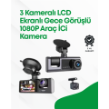 Three Camera Car Camera with 2.0” LCD Screen and Loop Recording Feature