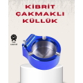 Metal Ashtray and Lighter Set Round Modern Design