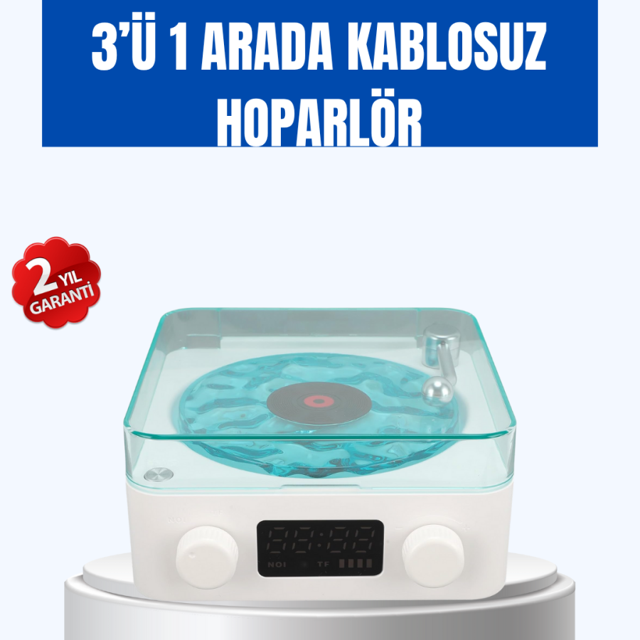 Retro Design Bluetooth Speaker with Night Light – Clock and Battery Indicator