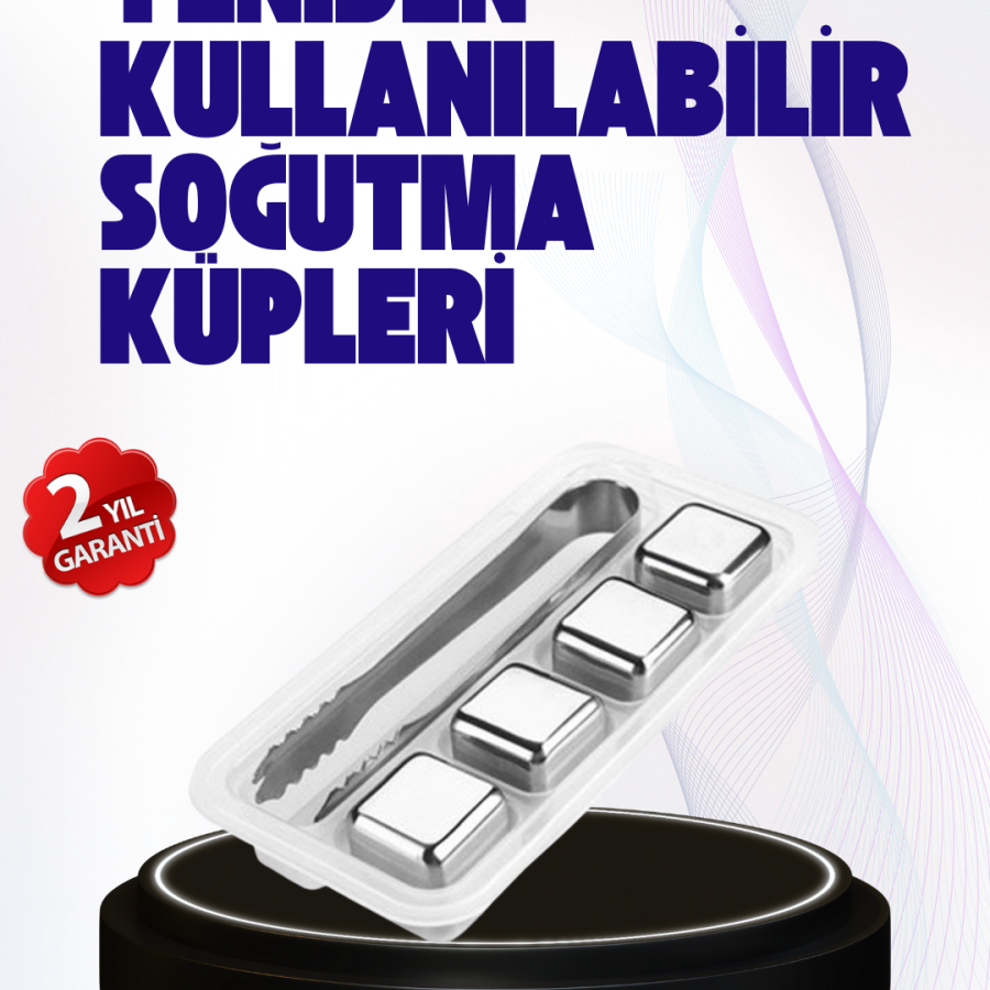 Metal Ice Cube Set and Ice Clip Made of Stainless Steel