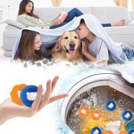2 Washable Sponge Balls for Washing Machine and Feather Collector for Pets