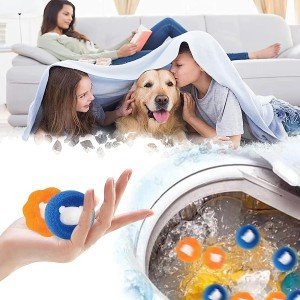 2 Washable Sponge Balls for Washing Machine and Feather Collector for Pets