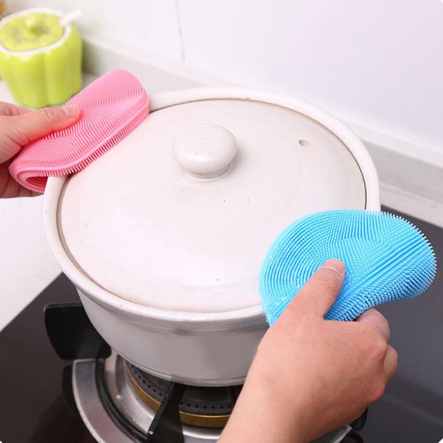 2-Piece Multi-Purpose Silicone Dish Brush - Trivet - Holder 2-Piece Multi-Purpose Silicone Dish Brush - Trivet - Holder