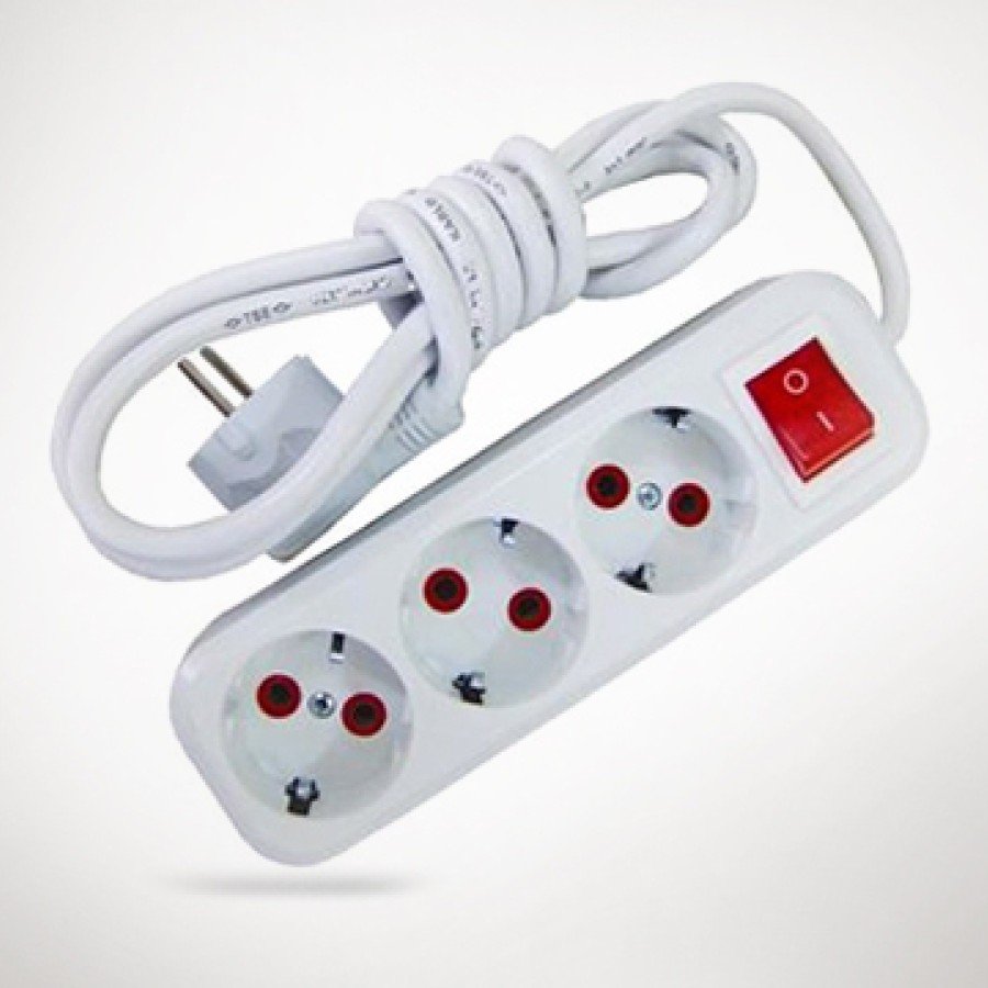 Switched Triple Grounded Group Socket with 2 m Cable