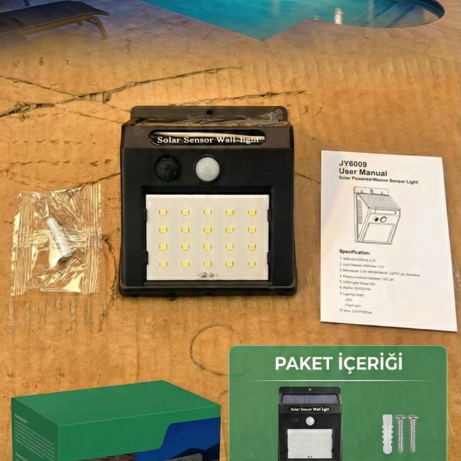 20 Ledli Hareket Sensörlü Dış Mekan Solar Lamba