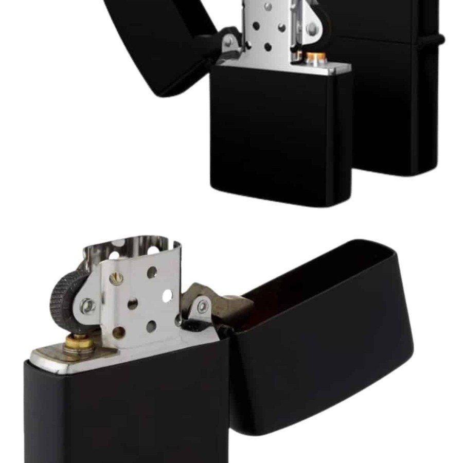 Black Boxed Metal Lighter Gasoline Souvenir