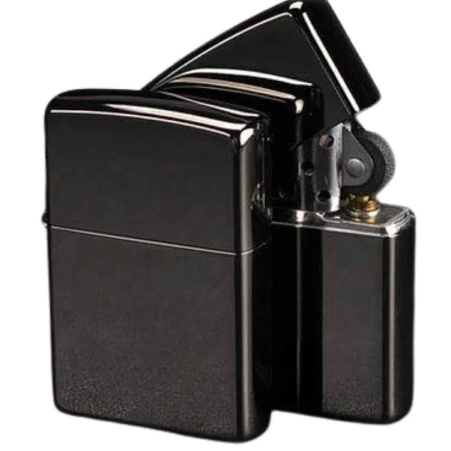 Black Boxed Metal Lighter Gasoline Souvenir