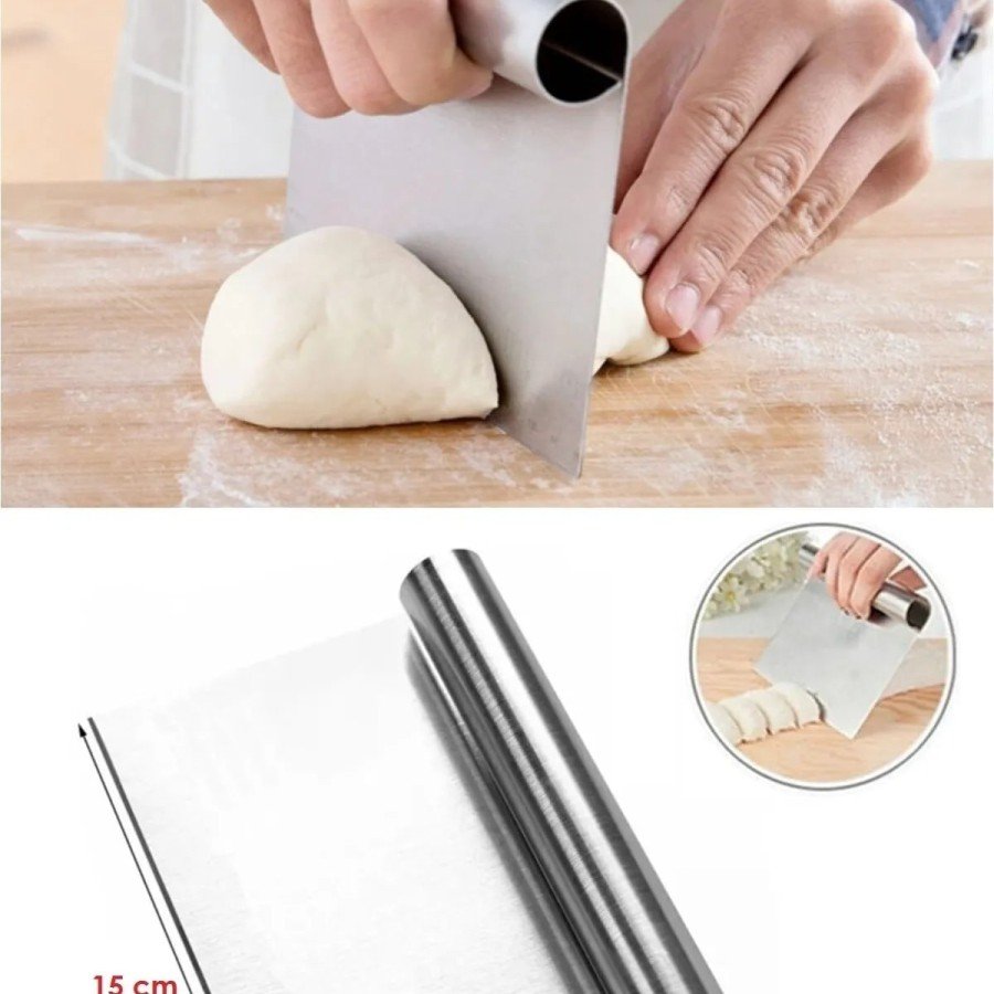 Set of 2 Dough Shaper Oblique Cake Spatula + Metal Dough Cutter Scraper Spatula