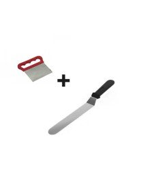 Set of 2 Dough Shaper, Oblique Cake Spatula and Metal Dough Cutter Scraper Spatula