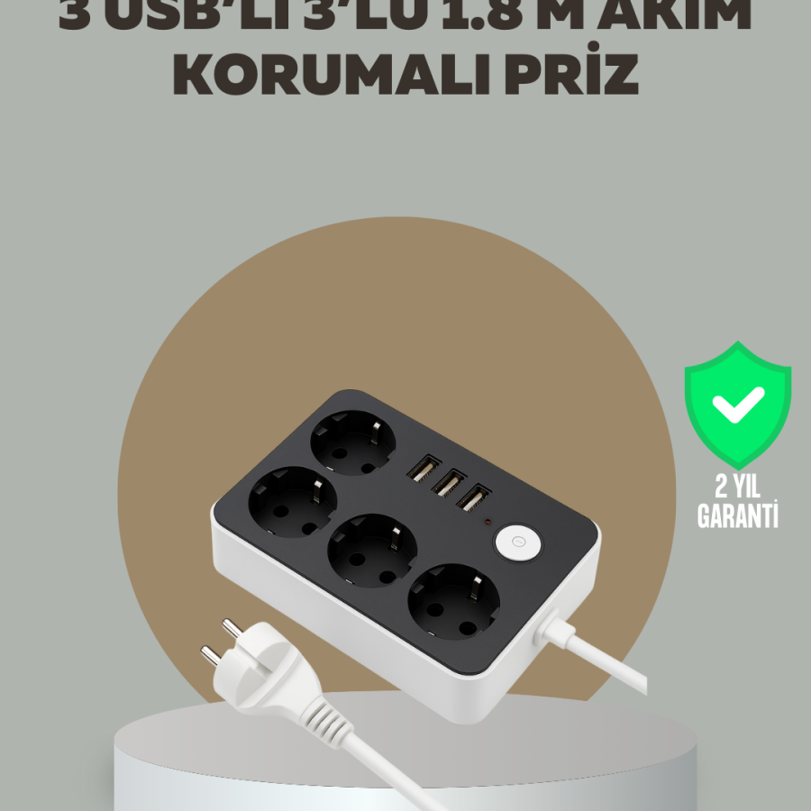 4 Sockets, 3 USB Ports, Switched Surge Protection Socket 4 Sockets, 3 USB Ports, Switched Surge Protection Socket