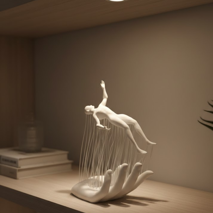 3D Human Figure on Hand White Minimal Table Top Decor