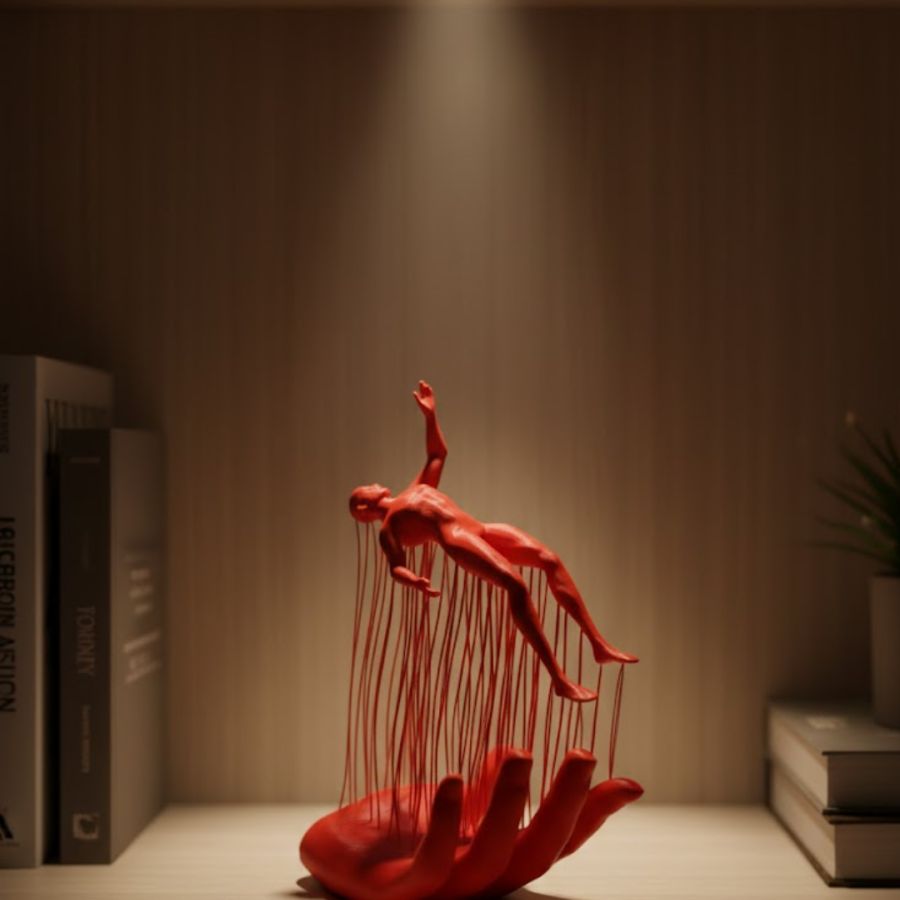 3D Hand on Human Figure Red Artistic Table Top Decor 12x18 cm 3D Hand on Human Figure Red Artistic Table Top Decor 12x18 cm