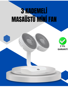 Adjustable Speed ​​Double Headed Desktop Fan – Cooling with Night Light