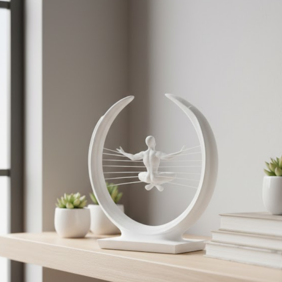 3D Zen Statue Meditation Figure in White Moon Decorative Object 3D Zen Statue Meditation Figure in White Moon Decorative Object