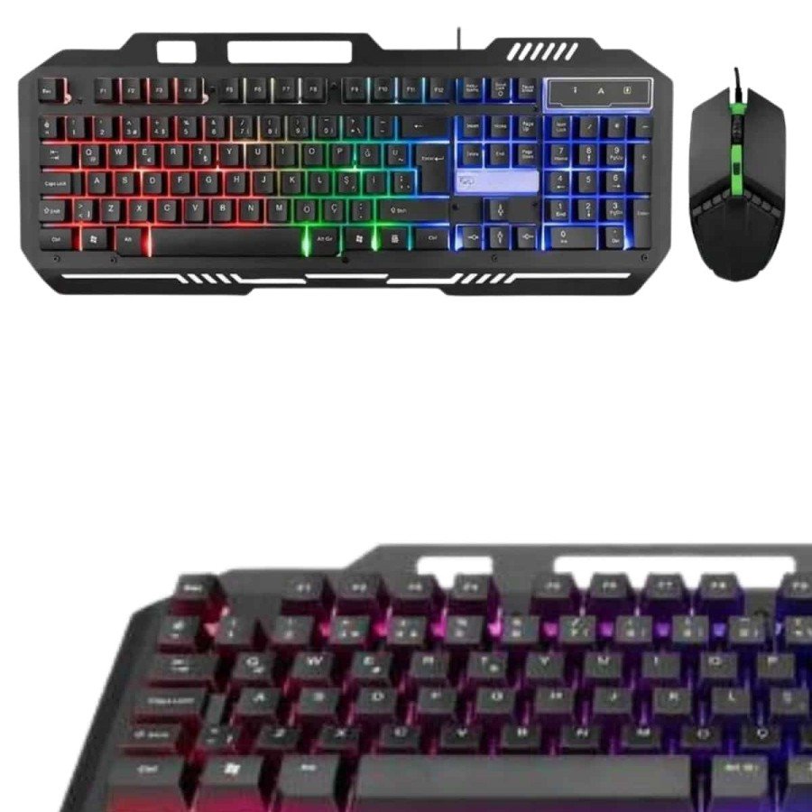 Illuminated Q Keyboard Mouse Set Black Keyboard
