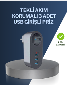 Child Proof Thermal Socket – 3 USB Charging and Current Protection