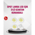 3-Plus Battery-Powered Wireless LED Spot Lamp Set with Remote Control Easy Installation Lighting