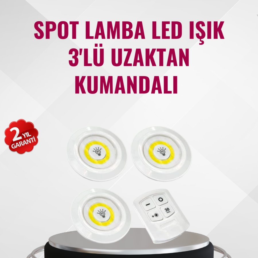 3-Plus Battery-Powered Wireless LED Spot Lamp Set with Remote Control Easy Installation Lighting