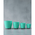 Set of 4 3D Green Decorative Flower Pots, Modern Vase Set with Foot