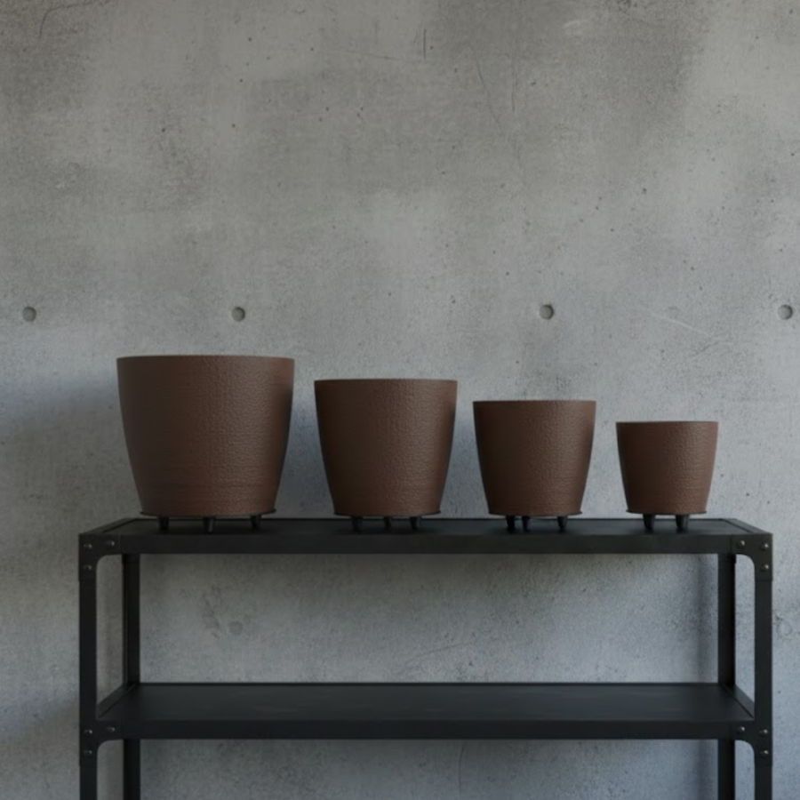 4-Piece 3D Modern Brown Vase Set with Footed Decorative Flower Pot Set 4-Piece 3D Modern Brown Vase Set with Footed Decorative Flower Pot Set