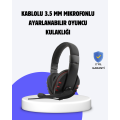 Red Headset with Microphone and Adjustable Comfortable Design